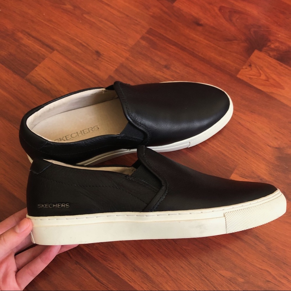 NWOT Black Leather Slip-Ons